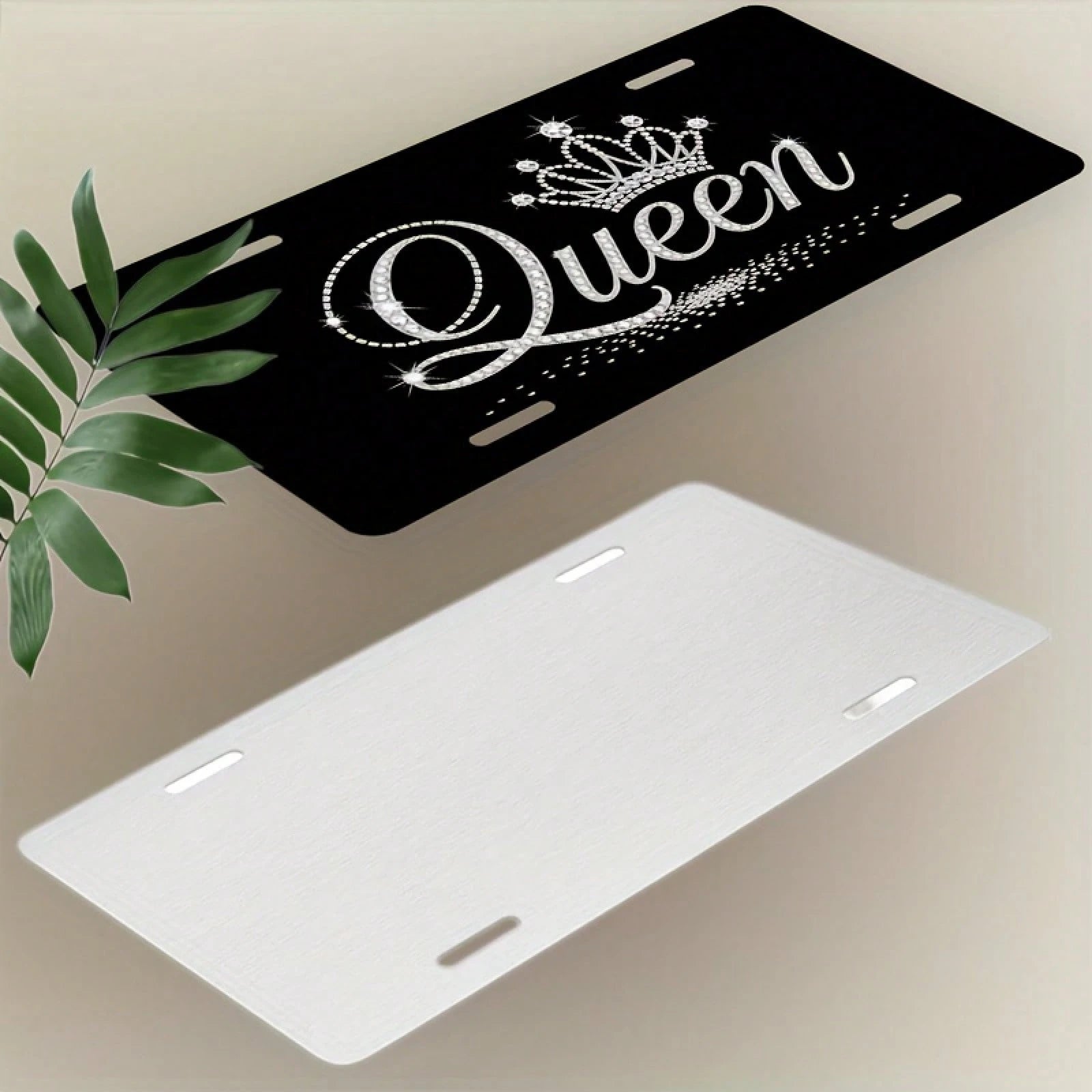 1pc, Sparkling Queen Front License Plate Covers & Frames, Aluminum License Plate Covers & Frames, Funny Standard Plates Waterproof Novelty For Decoration For Men/Women/Boys/Girls, 30*15cm(12*6inch)