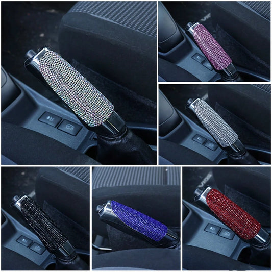 1pc Sparkling Rhinestone Decorated Car Handbrake Cover, Fashionable Shiny Handbrake Protector, Universal Women's Car Interior Decor Accessory
