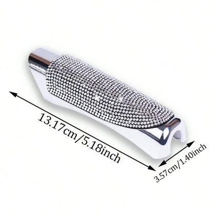 1pc Sparkling Rhinestone Decorated Car Handbrake Cover, Fashionable Shiny Handbrake Protector, Universal Women's Car Interior Decor Accessory