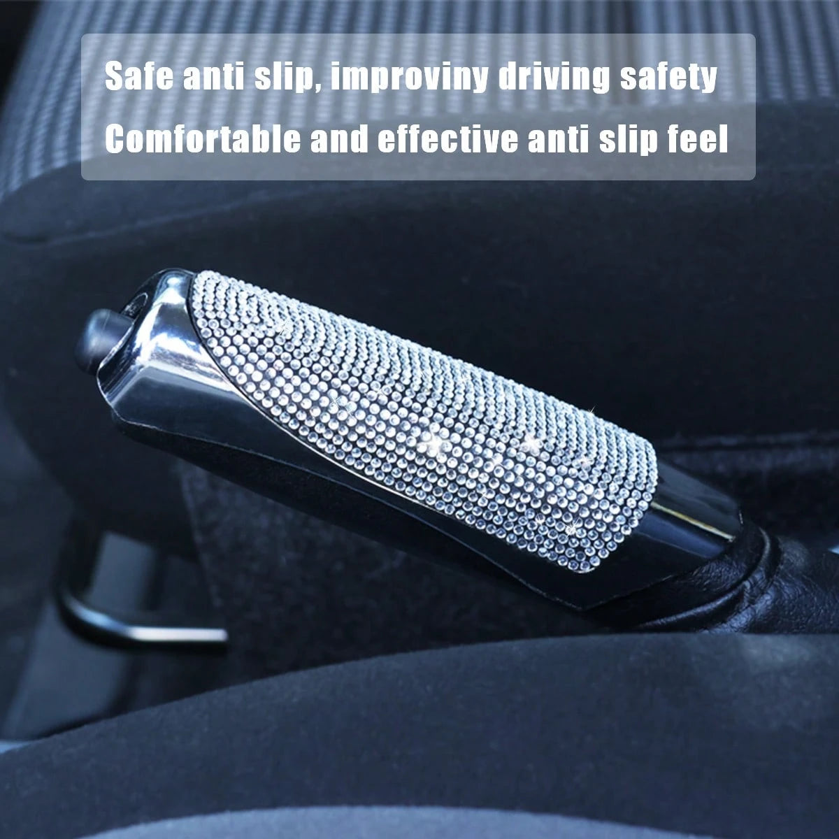 1pc Sparkling Rhinestone Decorated Car Handbrake Cover, Fashionable Shiny Handbrake Protector, Universal Women's Car Interior Decor Accessory