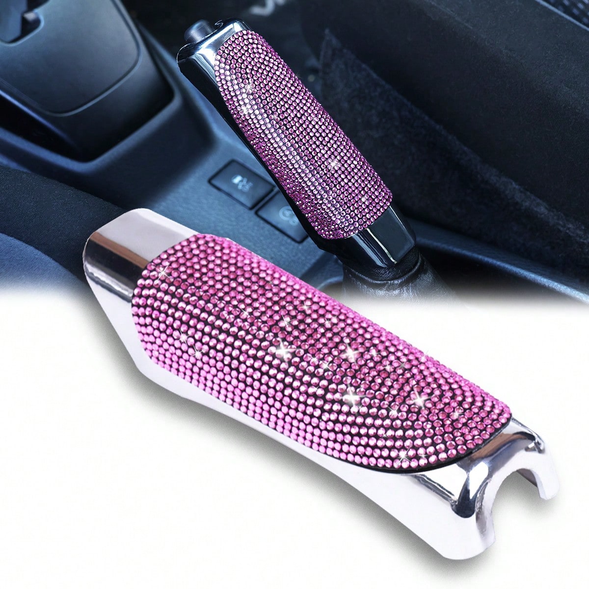 1pc Sparkling Rhinestone Decorated Car Handbrake Cover, Fashionable Shiny Handbrake Protector, Universal Women's Car Interior Decor Accessory
