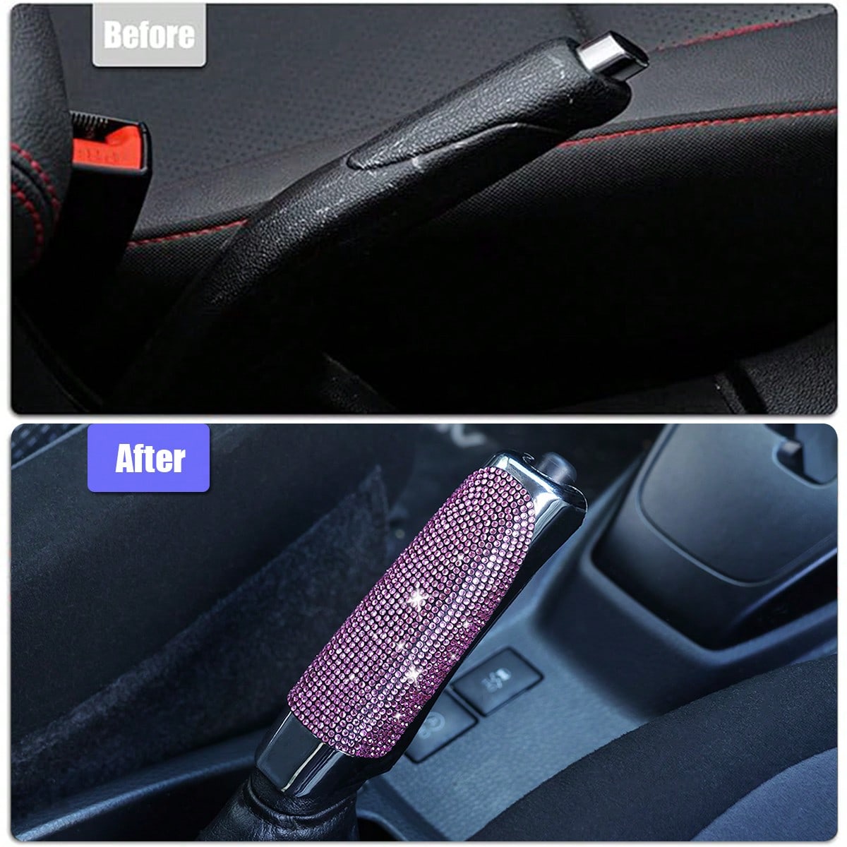 1pc Sparkling Rhinestone Decorated Car Handbrake Cover, Fashionable Shiny Handbrake Protector, Universal Women's Car Interior Decor Accessory