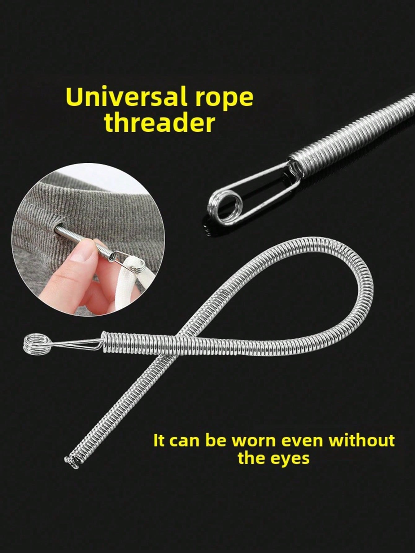 1pc Spring Drawstring Replacement Tool| 2-In-1 Pants Hoodie Skirt Elastic Band Inserter| Home Essential Tool Set With Waistband Puller No Sewing DIY Helper| Women's Christmas Gift (Steel Spring, Fl