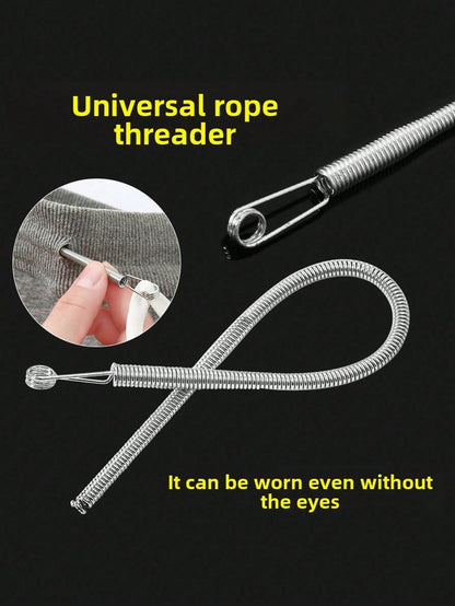 1pc Spring Drawstring Replacement Tool| 2-In-1 Pants Hoodie Skirt Elastic Band Inserter| Home Essential Tool Set With Waistband Puller No Sewing DIY Helper| Women's Christmas Gift (Steel Spring, Fl