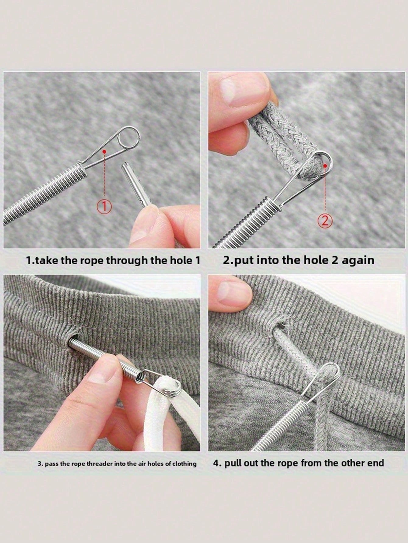 1pc Spring Drawstring Replacement Tool| 2-In-1 Pants Hoodie Skirt Elastic Band Inserter| Home Essential Tool Set With Waistband Puller No Sewing DIY Helper| Women's Christmas Gift (Steel Spring, Fl