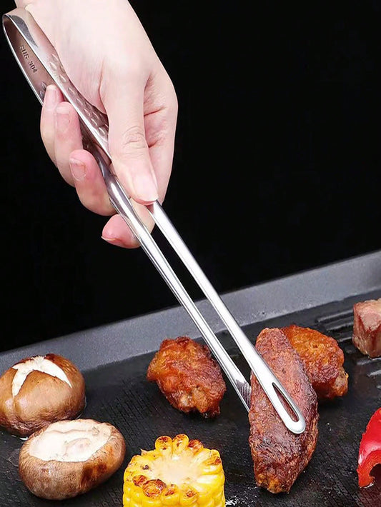 1pc Stainless Steel Food Tongs, Long Handle Non-Slip BBQ Tongs, Steak Tongs, Kitchen Cookware Accessory