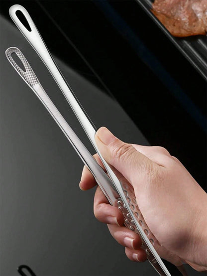 1pc Stainless Steel Food Tongs, Long Handle Non-Slip BBQ Tongs, Steak Tongs, Kitchen Cookware Accessory
