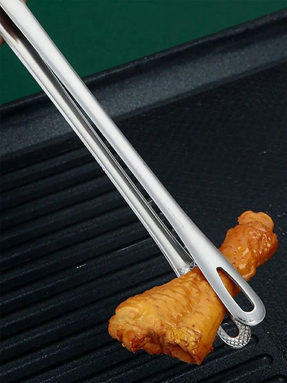 1pc Stainless Steel Food Tongs, Long Handle Non-Slip BBQ Tongs, Steak Tongs, Kitchen Cookware Accessory