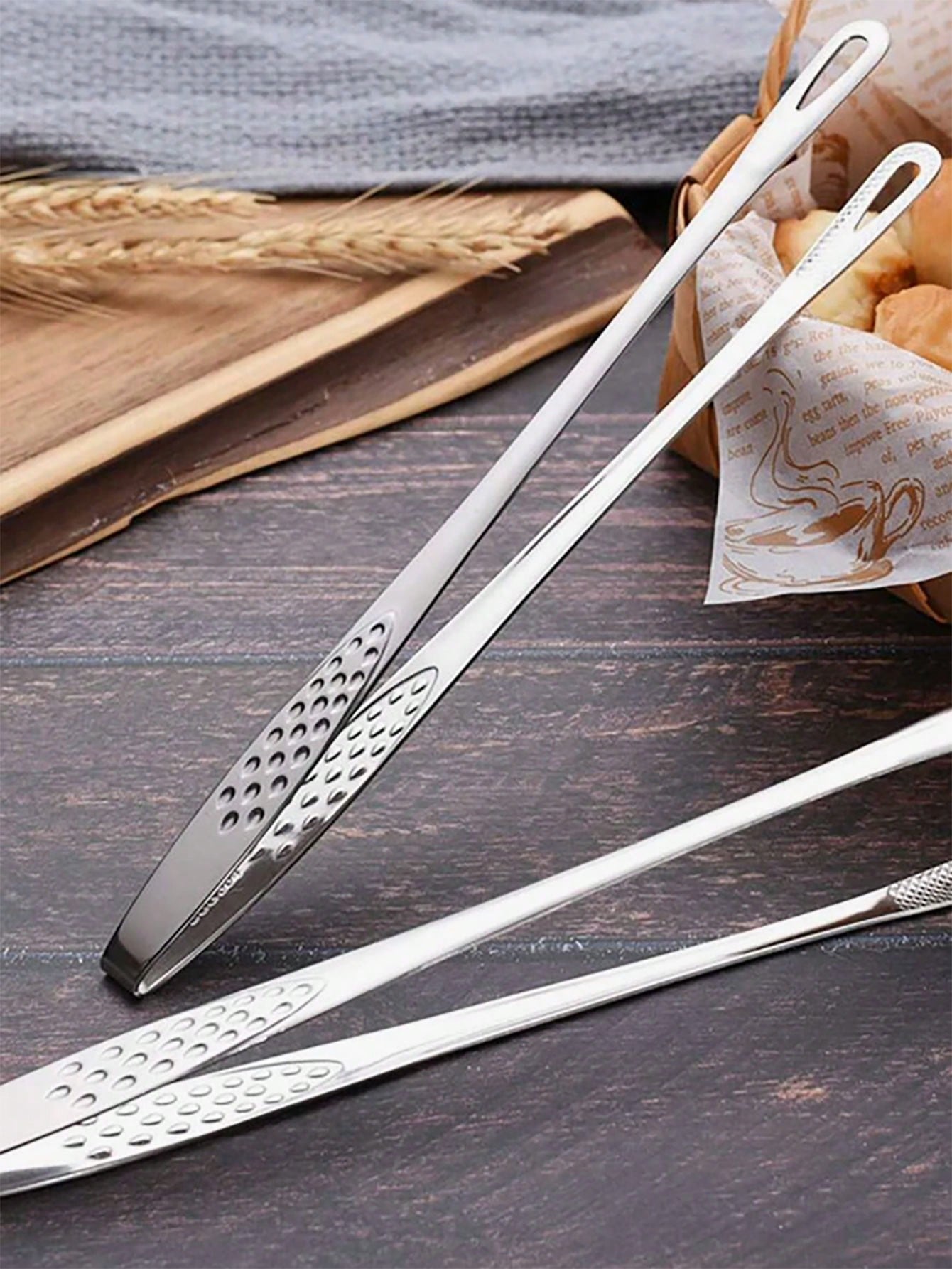 1pc Stainless Steel Food Tongs, Long Handle Non-Slip BBQ Tongs, Steak Tongs, Kitchen Cookware Accessory