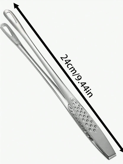 1pc Stainless Steel Food Tongs, Long Handle Non-Slip BBQ Tongs, Steak Tongs, Kitchen Cookware Accessory