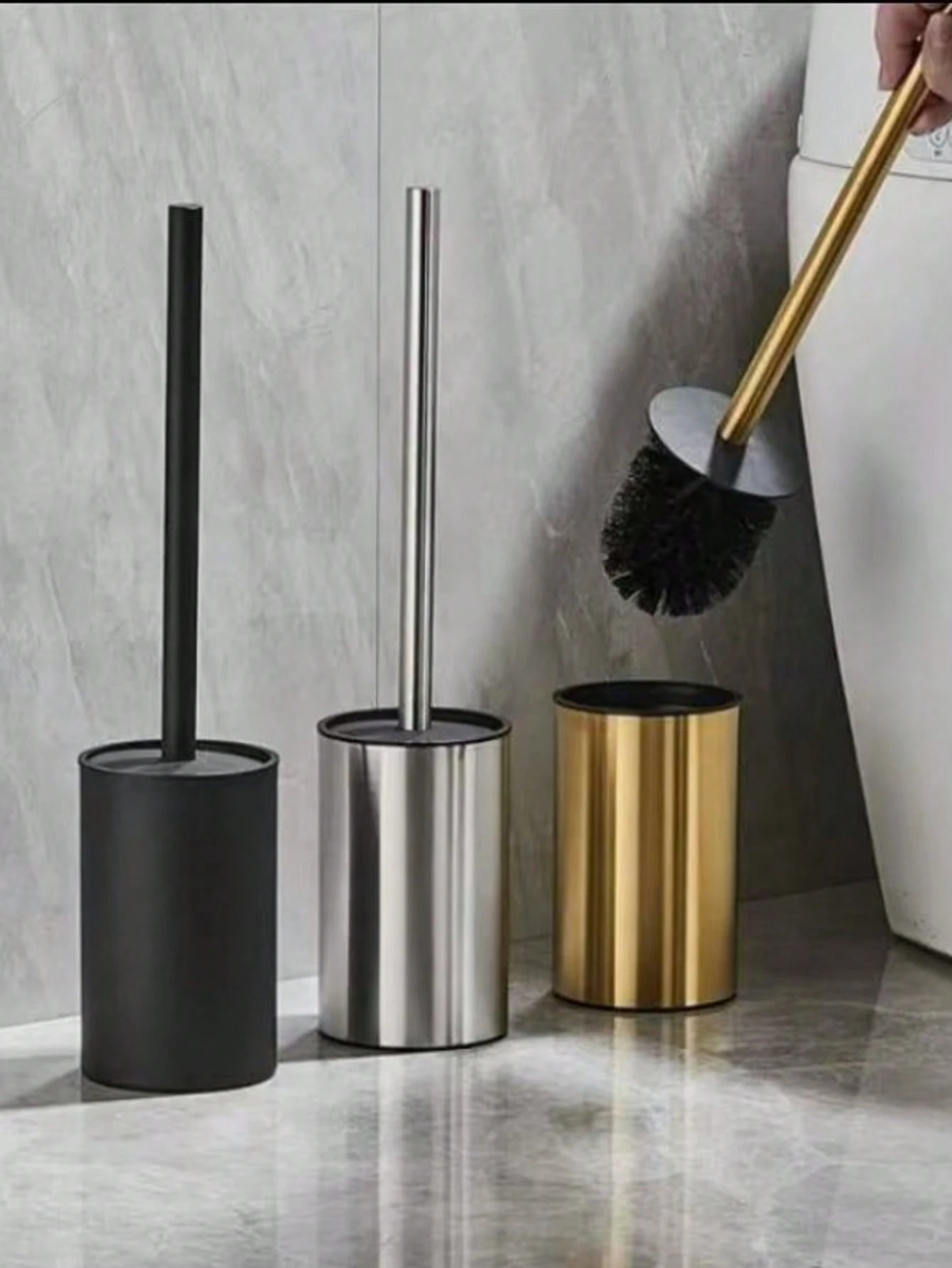 1pc Standing Toilet Brush Set, Bathroom Toilet Cleaning Brush With Holder, Odorless Floor Mounted Toilet Brush Bathroom Decor Fall Decor