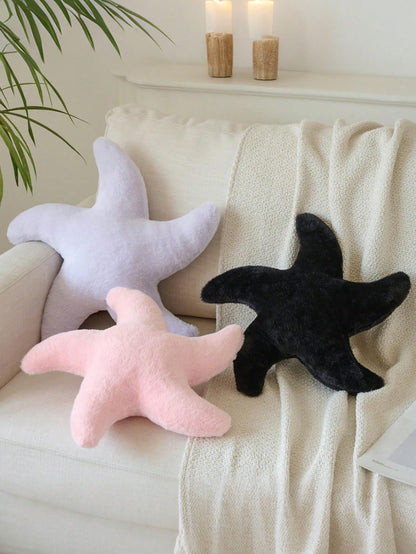 1pc Starfish Throw Pillow, Sofa Bed Decorative Pillow, Aesthetic Room Decor Accent Pillow, Soft Faux Rabbit Fur Plush, Living Room, Bedroom Decor, Room Arrangement, Party Gift, Outdoor Pillow, Garden
