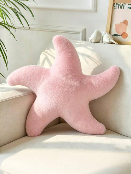 1pc Starfish Throw Pillow, Sofa Bed Decorative Pillow, Aesthetic Room Decor Accent Pillow, Soft Faux Rabbit Fur Plush, Living Room, Bedroom Decor, Room Arrangement, Party Gift, Outdoor Pillow, Garden
