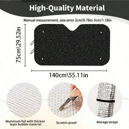 1pc Starry Sky Car Sunshade, Summer Car Interior Sun Protection, Front Windshield Sunshade, Blocks Sunlight, UV Rays And Heat, Protects Car Interior