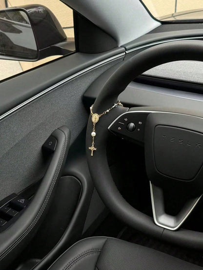 1pc Steering Wheel Rosary Hanging Ornament| Rosary Car Pendant Accessory| Car Decor| Car Pendant| Unique Fashion Car Pendant Decoration