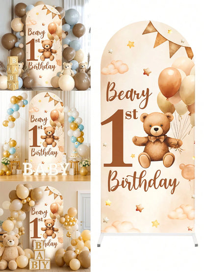 1pc Strawberry Arch Backdrop, Polyester Backdrop Cloth (Excluding Stand), Arch-Shaped Cloth Cover, Can Be Paired With Balloons For Decoration, Strawberry Themed Party Supplies, Baby Shower Decor, Gend