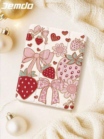 1pc Strawberry Bow Heart Leopard Floral Pattern Tablet Protective, Compatible With 10. 2, Pro 2021/2020/(A16) 11, 11th Gen 2025/10th Gen, Tab A8 10th Gen 5 2022, Matepad 10. 4/Tab, Anti-Drop, With Pci