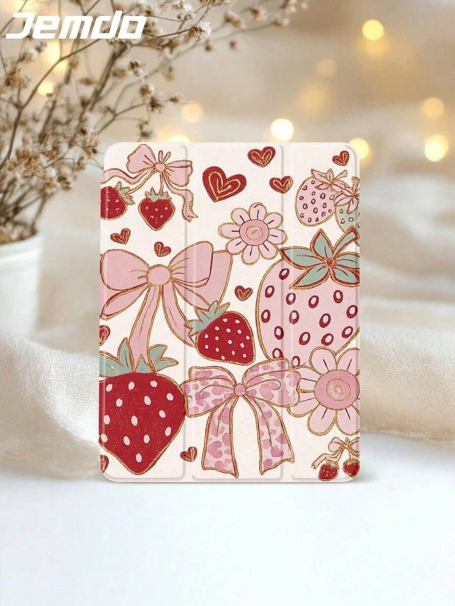 1pc Strawberry Bow Heart Leopard Floral Pattern Tablet Protective, Compatible With 10. 2, Pro 2021/2020/(A16) 11, 11th Gen 2025/10th Gen, Tab A8 10th Gen 5 2022, Matepad 10. 4/Tab, Anti-Drop, With Pci