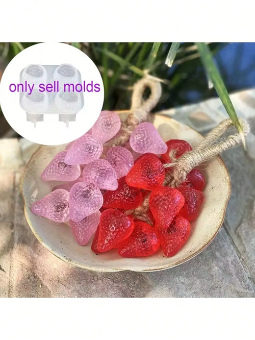 1pc Strawberry Shaped Silicone Mold, Suitable For Jelly, Candle, Decorations, Easy Demold