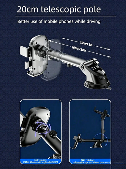 1pc Suction Cup Car Phone Holder, Suction Cup Car Phone Mount, Phone Stand, Dashboard And Windshield Installation, Adjustable Arm, Easy Installation