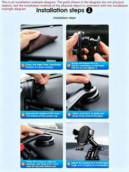 1pc Suction Cup Car Phone Holder, Suction Cup Car Phone Mount, Phone Stand, Dashboard And Windshield Installation, Adjustable Arm, Easy Installation