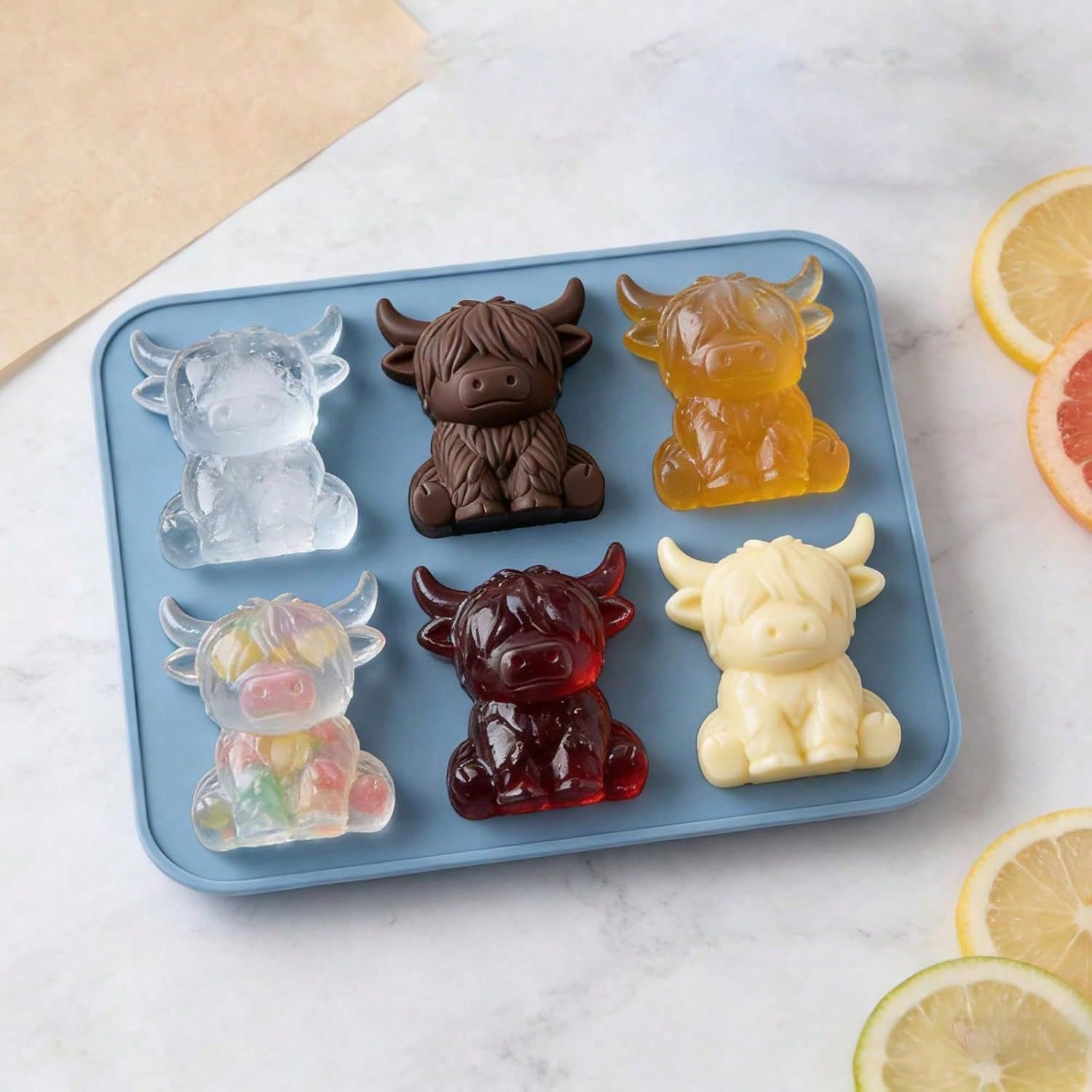 1pc Super Cute 6-Cavity Silicone Soap Mold, Highland Cow, Dolphin, Lion And Monkey Shapes, For Making Soap, Perfect For DIY Handmade Soap, Reusable
