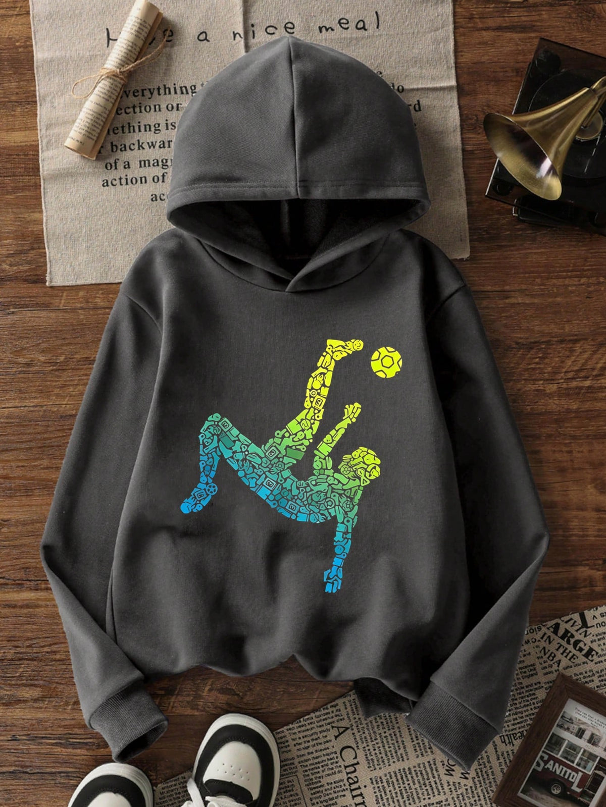 1pc Tween Boy Thermal Lined Thick Warm Sweatshirt, Young Student Clothing, Suitable For Kids Autumn/Winter Long Sleeve Top, Fashionable/Streetwear//Sporty