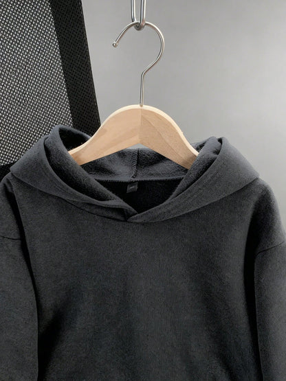 1pc Tween Boy Thermal Lined Thick Warm Sweatshirt, Young Student Clothing, Suitable For Kids Autumn/Winter Long Sleeve Top, Fashionable/Streetwear//Sporty