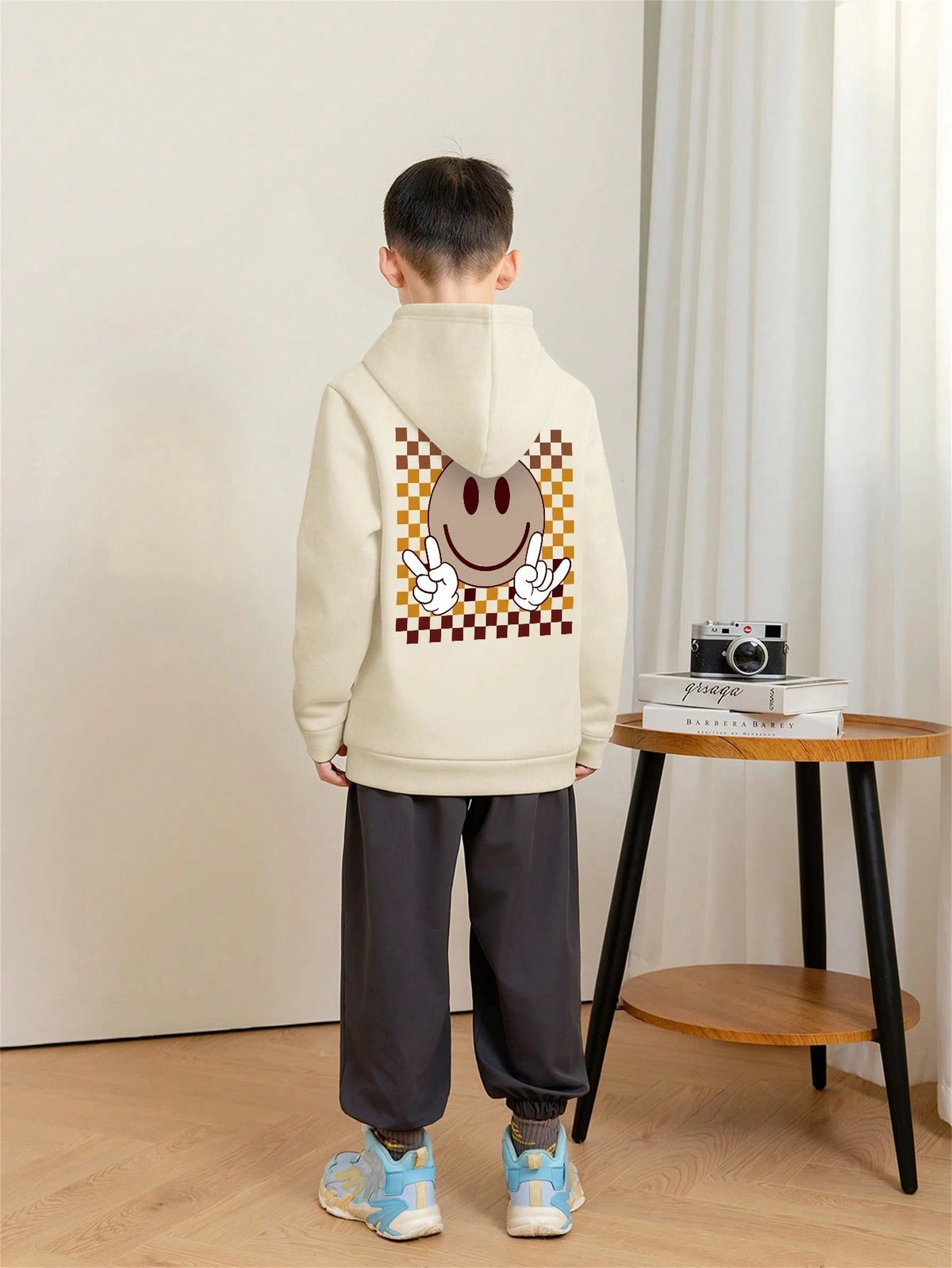 1pc Tween Boys' Casual Printed Pullover Sweatshirt, Thermal Lined, Long Sleeve, Autumn/Winter, Student/Youth Clothing
