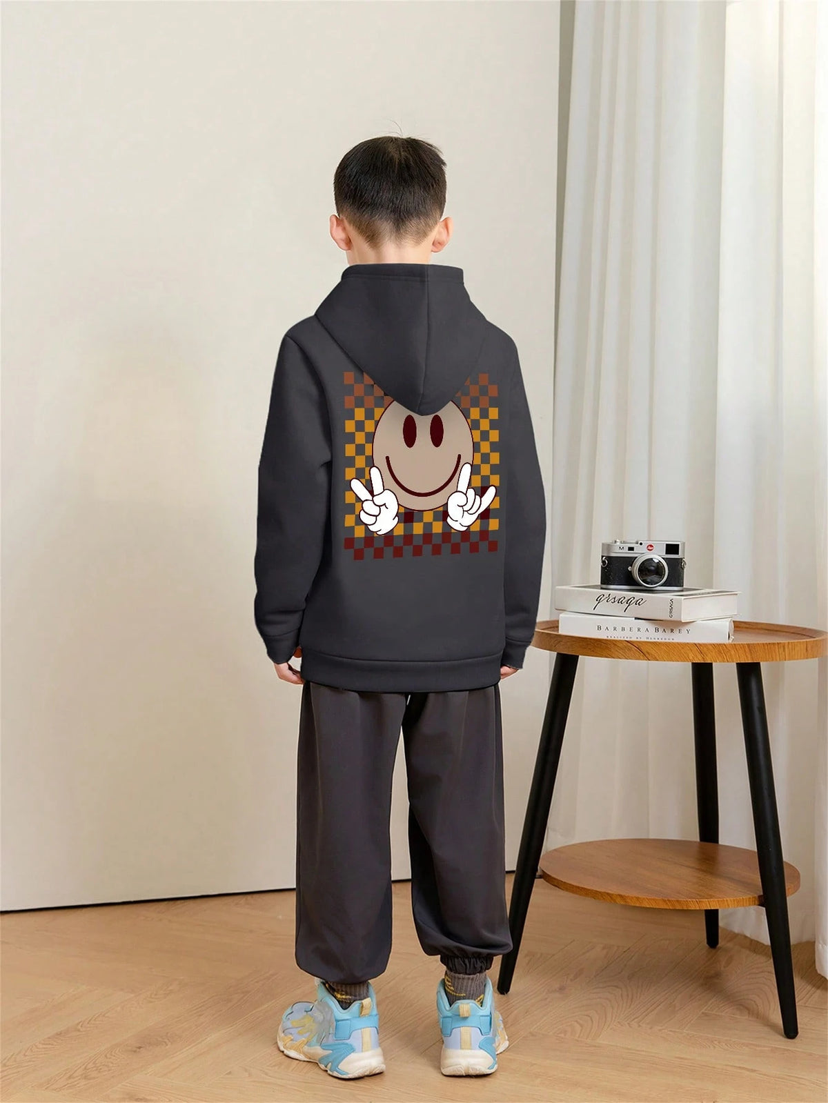 1pc Tween Boys' Casual Printed Pullover Sweatshirt, Thermal Lined, Long Sleeve, Autumn/Winter, Student/Youth Clothing
