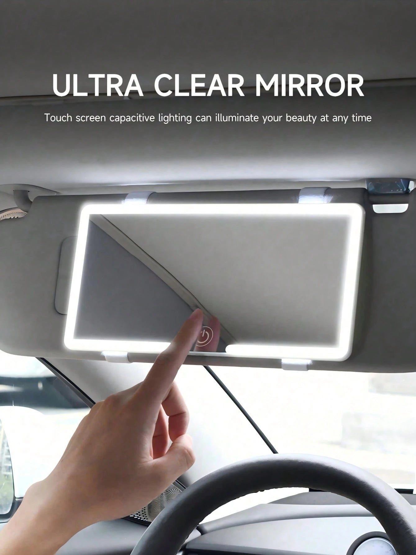 1PC Ultra-Thin LED Car Makeup Mirror- Touch Screen High-Definition Sun Visor Mirror, USB Rechargeable Adjustable, Perfect For Women (Easy To Clip), Ideal Gift For Friends, Graduation, Back To School