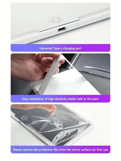 1PC Ultra-Thin LED Car Makeup Mirror- Touch Screen High-Definition Sun Visor Mirror, USB Rechargeable Adjustable, Perfect For Women (Easy To Clip), Ideal Gift For Friends, Graduation, Back To School