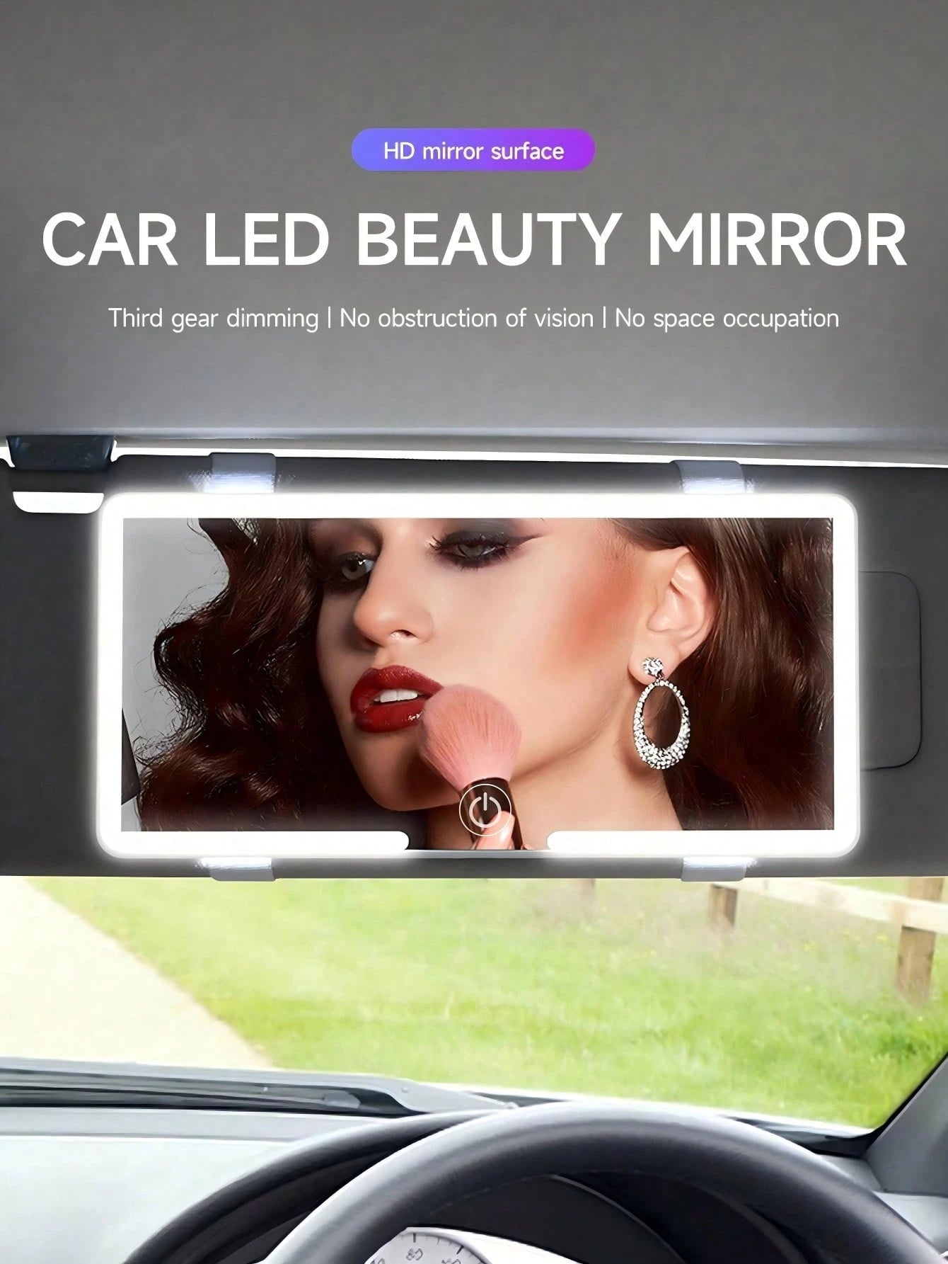 1PC Ultra-Thin LED Car Makeup Mirror- Touch Screen High-Definition Sun Visor Mirror, USB Rechargeable Adjustable, Perfect For Women (Easy To Clip), Ideal Gift For Friends, Graduation, Back To School
