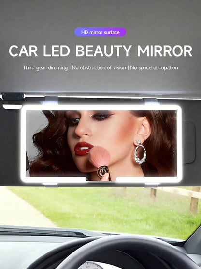 1PC Ultra-Thin LED Car Makeup Mirror- Touch Screen High-Definition Sun Visor Mirror, USB Rechargeable Adjustable, Perfect For Women (Easy To Clip), Ideal Gift For Friends, Graduation, Back To School