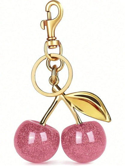 1pc Unique Shiny New Cherry-Shaped Pendant Keychain, Cherry-Shaped Buckle Decor Keychain, Suitable As Bag Accessory, Suitable For Women's Handbags And Accessories As Decoration, Car Keychain, Key Ring
