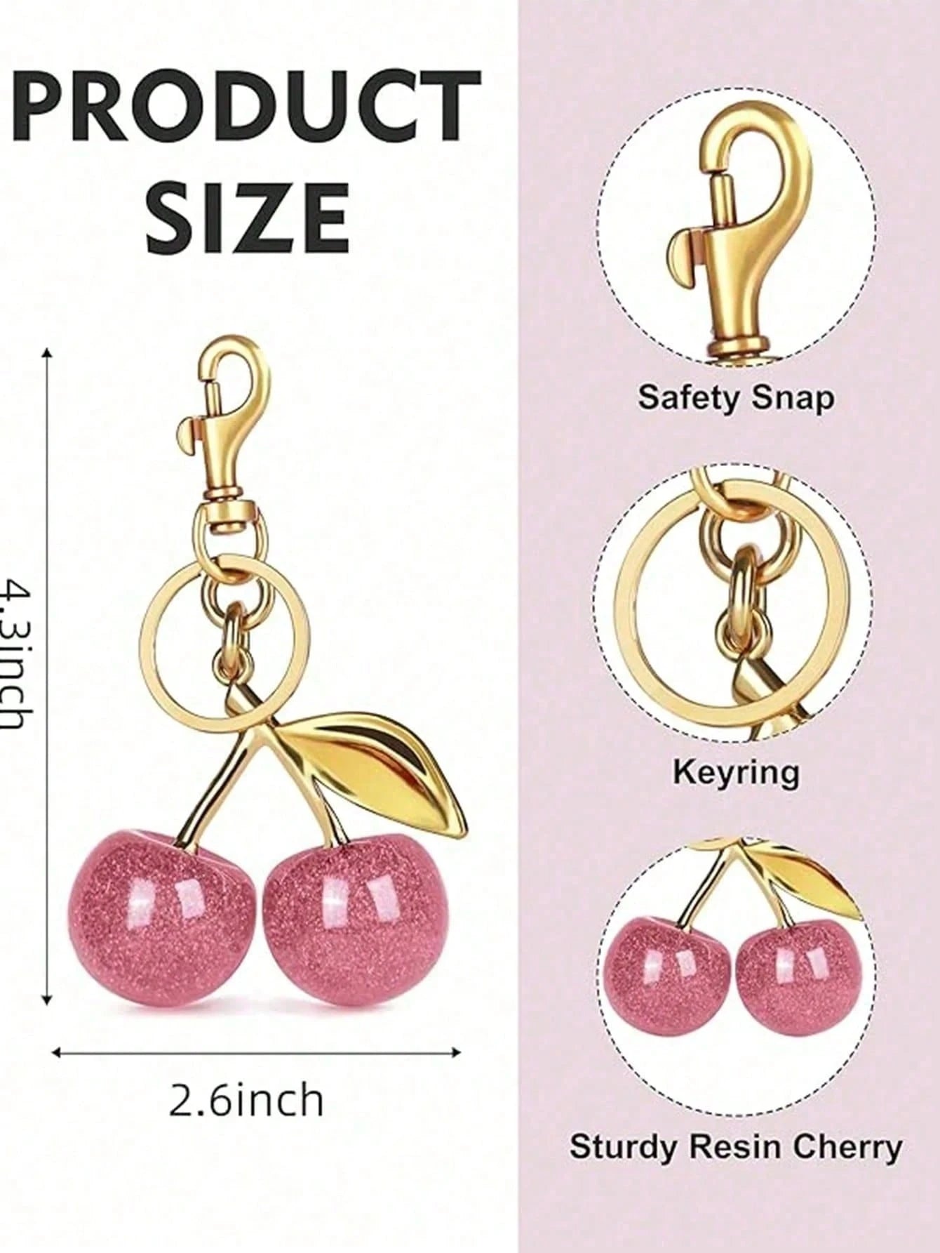 1pc Unique Shiny New Cherry-Shaped Pendant Keychain, Cherry-Shaped Buckle Decor Keychain, Suitable As Bag Accessory, Suitable For Women's Handbags And Accessories As Decoration, Car Keychain, Key Ring