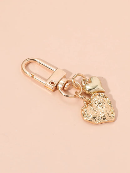 1pc Unisex Gold-Tone Alloy Heart Shaped Keychain Pendant. Best Gift For Friends For Bag & Purse Hanging Decoration Thank You Gifts Teacher Accessories