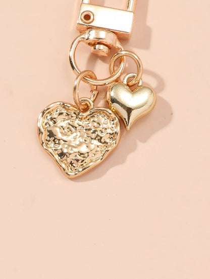 1pc Unisex Gold-Tone Alloy Heart Shaped Keychain Pendant. Best Gift For Friends For Bag & Purse Hanging Decoration Thank You Gifts Teacher Accessories