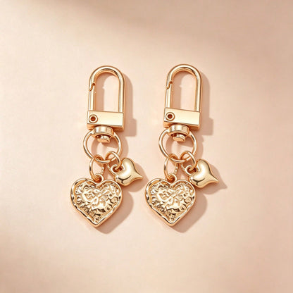 1pc Unisex Gold-Tone Alloy Heart Shaped Keychain Pendant. Best Gift For Friends For Bag & Purse Hanging Decoration Thank You Gifts Teacher Accessories