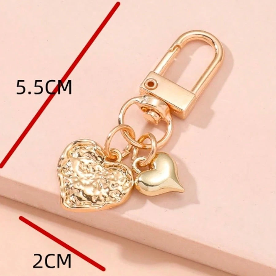 1pc Unisex Gold-Tone Alloy Heart Shaped Keychain Pendant. Best Gift For Friends For Bag & Purse Hanging Decoration Thank You Gifts Teacher Accessories