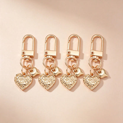 1pc Unisex Gold-Tone Alloy Heart Shaped Keychain Pendant. Best Gift For Friends For Bag & Purse Hanging Decoration Thank You Gifts Teacher Accessories