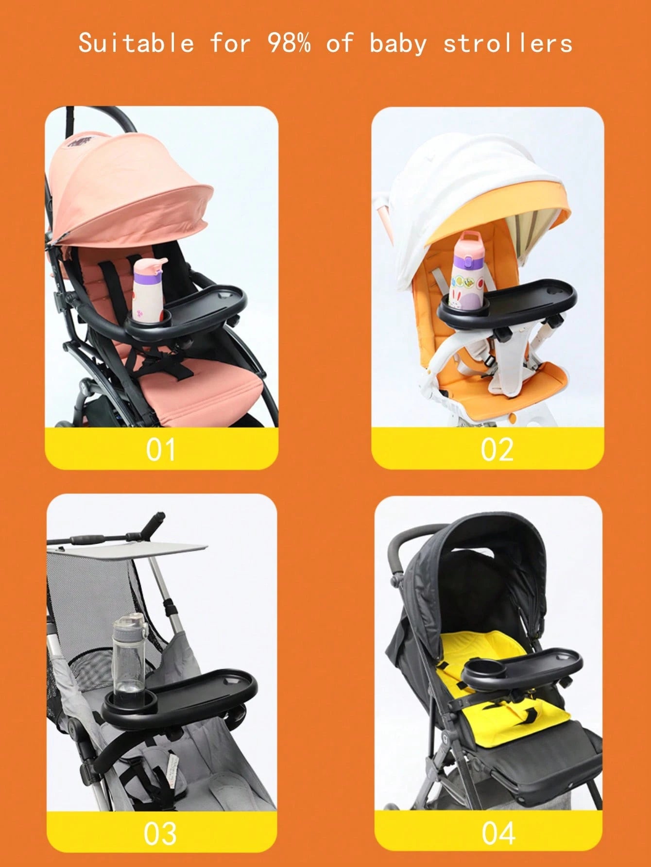 1pc Universal Baby Stroller Food Tray, Infant Pushchair Snack Plate, Stroller Tray Accessory