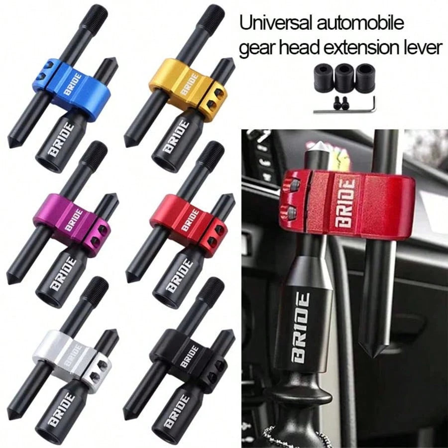 1pc Universal Car Gear Shift Extension Rod, Adjustable Aluminum Alloy Gear Lever, H-Shaped, Black/Red 2 Colors Available