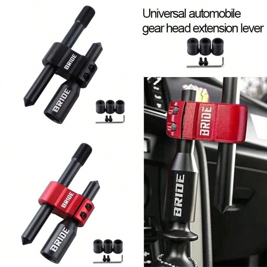 1pc Universal Car Gear Shift Extension Rod, Adjustable Aluminum Alloy Gear Lever, H-Shaped, Black/Red 2 Colors Available