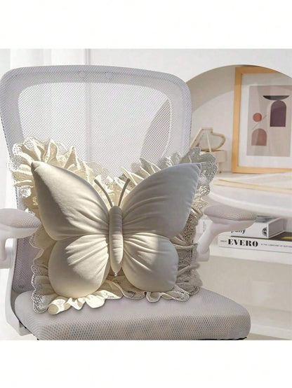 1pc Velvet Pink Butterfly Throw Pillow, Soft Plush Cushion, Suitable For Sofa And Bedding, Perfect Gift For Valentine's Day, Wedding, Harvest Festival, Birthday, Wedding Favor, Wedding Decor, Autumn