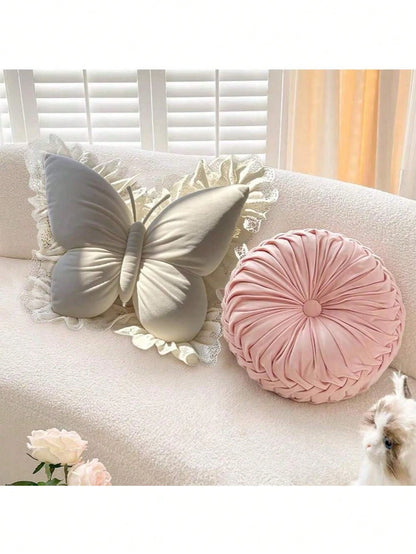 1pc Velvet Pink Butterfly Throw Pillow, Soft Plush Cushion, Suitable For Sofa And Bedding, Perfect Gift For Valentine's Day, Wedding, Harvest Festival, Birthday, Wedding Favor, Wedding Decor, Autumn