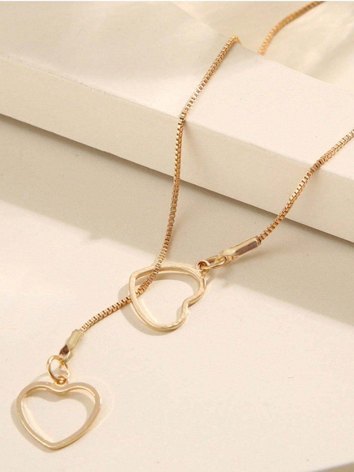 1pc Vintage Hollow Heart Pendant Necklace, Creative Minimalist Heart/Heart Y-Shaped Clavicle Chain