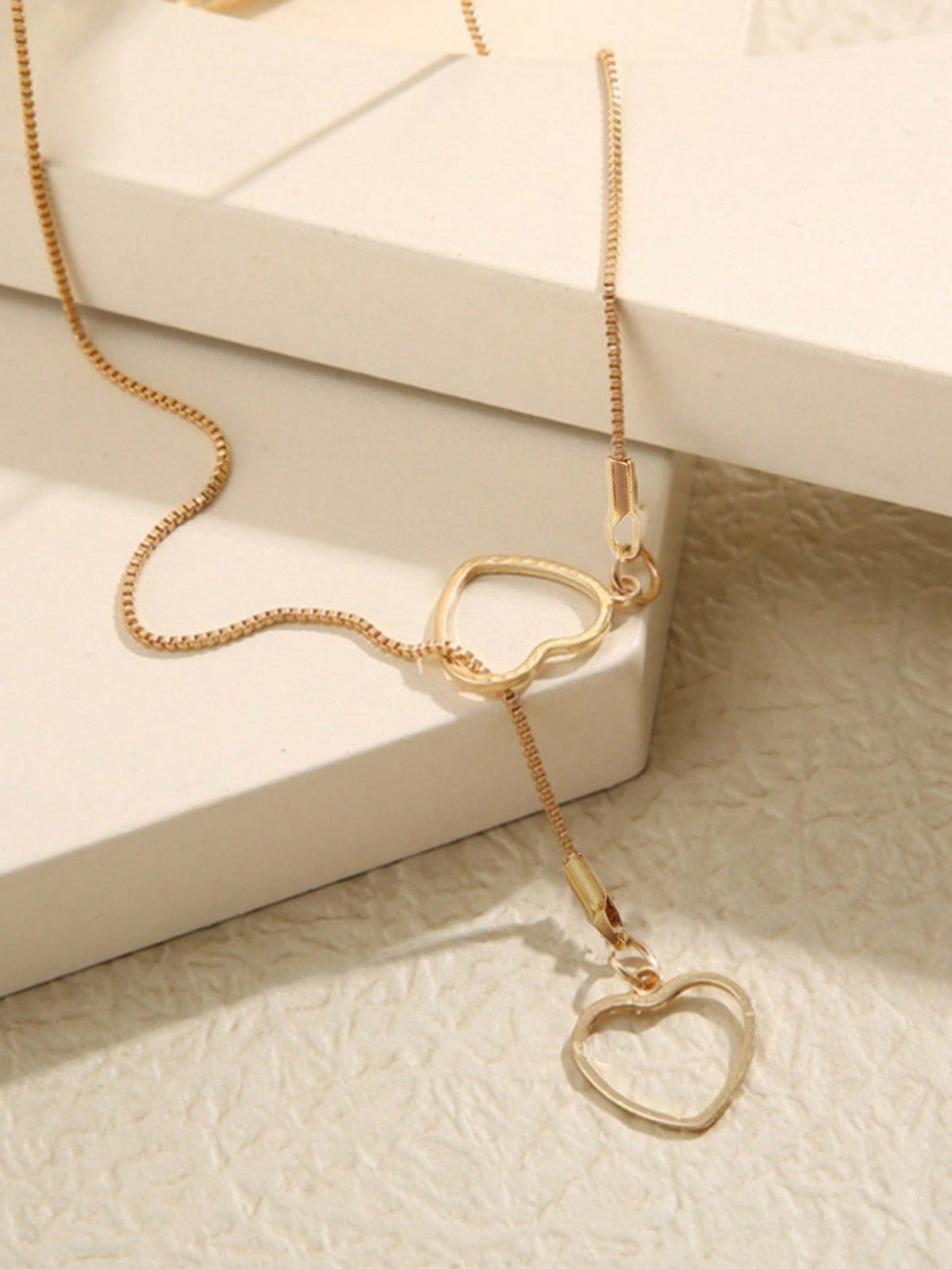 1pc Vintage Hollow Heart Pendant Necklace, Creative Minimalist Heart/Heart Y-Shaped Clavicle Chain