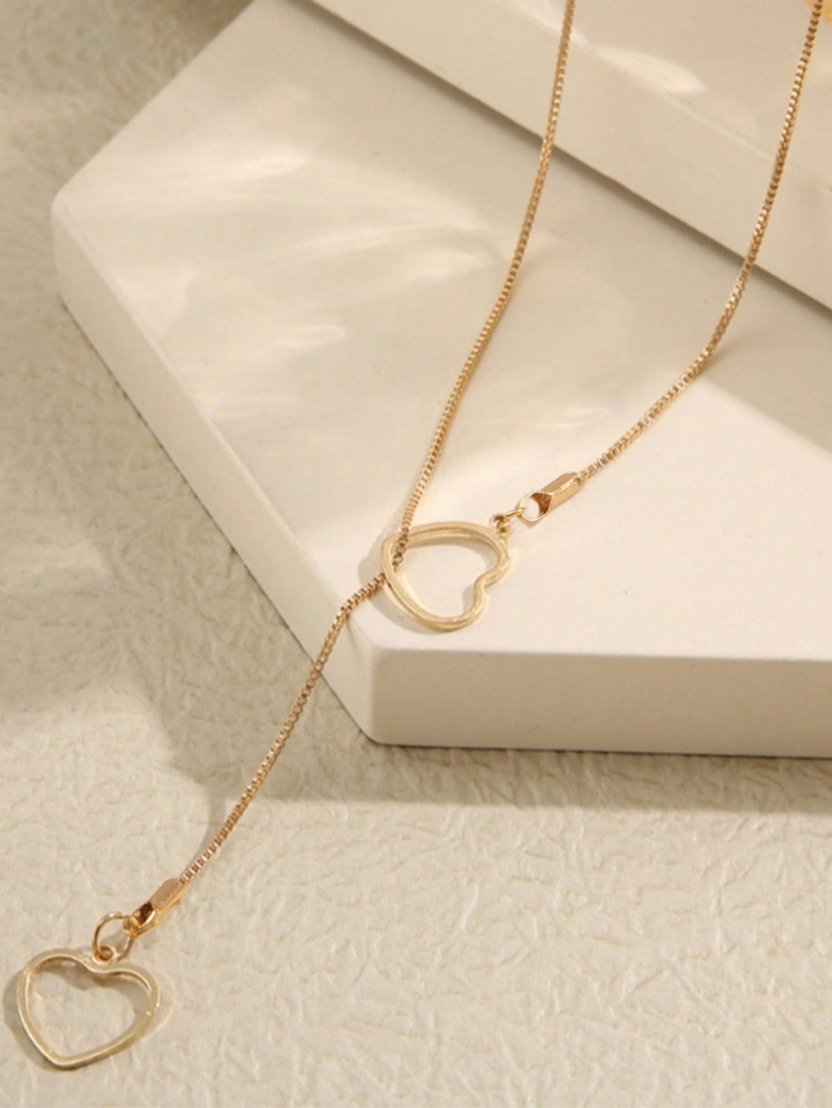 1pc Vintage Hollow Heart Pendant Necklace, Creative Minimalist Heart/Heart Y-Shaped Clavicle Chain