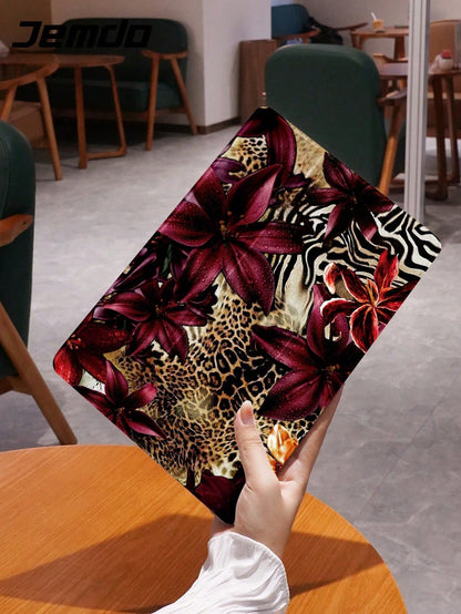 1pc Vintage Leopard Print & Hibiscus Flower Pattern Tablet Protective Case, Compatible With IPad 10.2", IPad Pro 2021/2020/IPad (A16) 11", 11th Gen 2025/10th Gen, Galaxy Tab A8 10.5" 2022, Matepad 10.